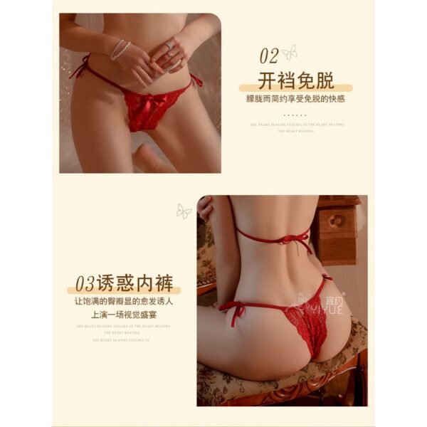 40kg-70kg Sexy Lace Three-Point Bra Panty Set Large Size Lace-Up Underwear - 图片 8